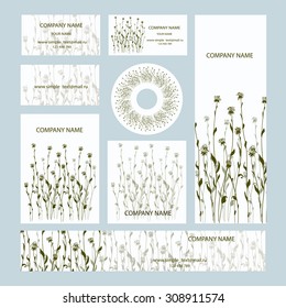 Vector set of business cards with flowers for your design