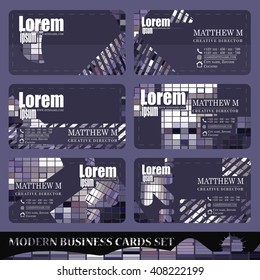 Vector Set of business cards - gray purple