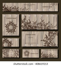 Vector set of business cards with lavender for your design