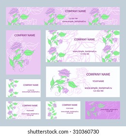 Vector set of business cards with a rose for your design