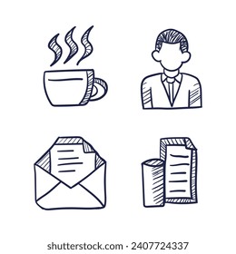 vector set of business concept doodle icons