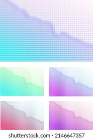 Vector set of business covers with dot halftone gradient fill. Imitation torn edge. Separate solo use.