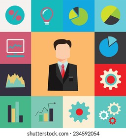 Vector set of business development and opportunities.