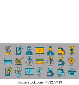 Vector set of business and finance Bank Internet shopping Payments