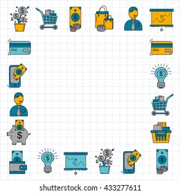 Vector set of business and finance Bank Internet shopping Payments