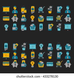 Vector set of business and finance Bank Internet shopping Payments