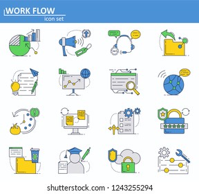 Vector set of business, finance and cyber security icons in thin line style. Website UI and mobile web app icon. Outline design illustration