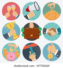 Vector set of business flat icons