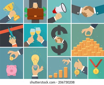 Vector set of business flat illustration