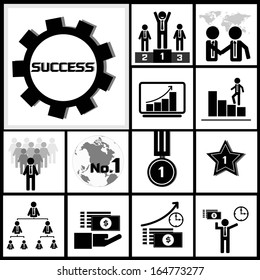 Vector set of business icon, series 1, success and achievement