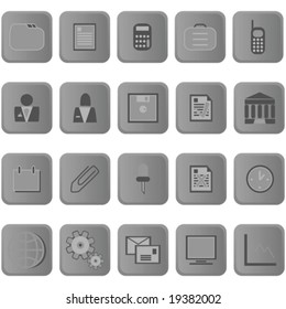 Vector set of business icons buttons in different shades of gray