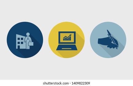 Vector set. Business icons and company symbol. 