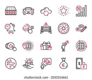 Vector Set of Business icons related to Time management, Keywords and Twinkle star icons. Lawyer, Car and Cloud sync signs. Customer satisfaction, Skin care and Money bag. Private payment. Vector