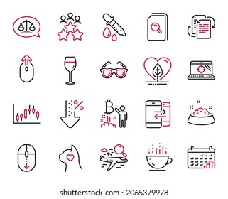 Vector Set of Business icons related to Pets care, Bitcoin project and Search flight icons. Phone communication, Local grown and Bureaucracy signs. Pets care web symbol. Vector
