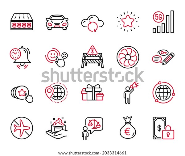 Vector Set of Business icons related to Time\
management, Keywords and Twinkle star icons. Lawyer, Car and Cloud\
sync signs. Customer satisfaction, Skin care and Money bag. Private\
payment. Vector
