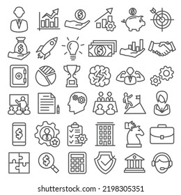 Vector set of Business line icons set. Contains such Icons as management, finance, strategy and more