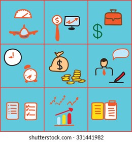 Vector set of business objects. Organizer icons, design for marketing and services.