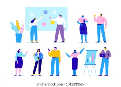 Vector conjunto de personas de negocios trabajando juntos.  Concepto de ilustración de diseño plano.