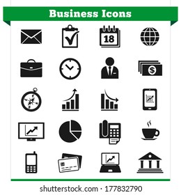 Vector set of business related icons and design elements for web pages, marketing and business services. EPS 10 illustration isolated on white background.