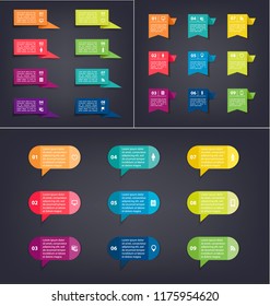 Vector set of business tags, colorful bubbles. Template for diagram, graph, presentation and chart. 