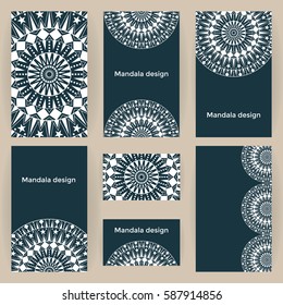 Vector set business template with mandalas. Cards templates circular vintage decorated Ethnic ornament.
