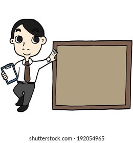 vector set of businessman and board