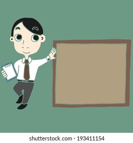 vector set of businessman and board