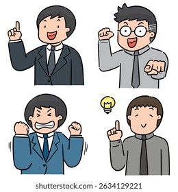 Conjunto de Vector de dibujos animados de hombre de negocios