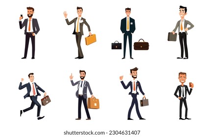 Vector set of Businessman character with different pose and style