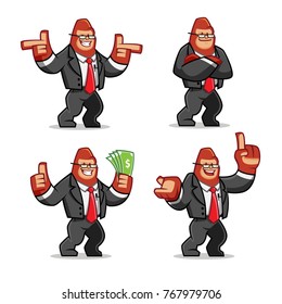 vector set of Businessman Gorilla mascot