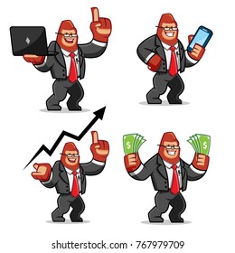 vector set of Businessman Gorilla mascot