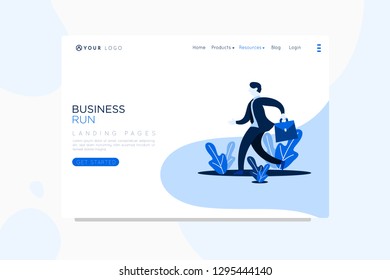 Vector set businessman. web site design template. Businessman presentation with online businessman work. Landing page concepts for website and mobile development. Modern flat illustration.