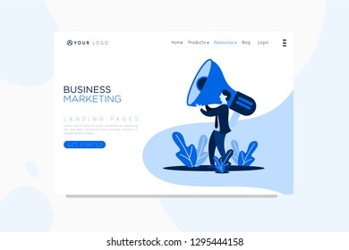 Vector set businessman. web site design template. Businessman presentation with online businessman work. Landing page concepts for website and mobile development. Modern flat illustration.