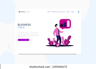 Vector set businessman. web site design template. Businessman presentation with online businessman work. Landing page concepts for website and mobile development. Modern flat illustration.