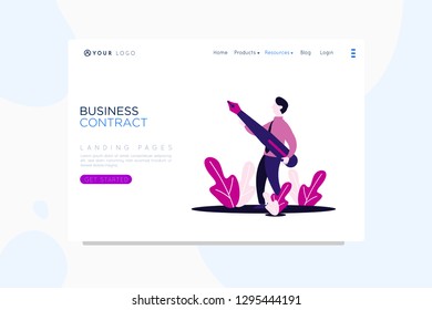 Vector set businessman. web site design template. Businessman presentation with online businessman work. Landing page concepts for website and mobile development. Modern flat illustration.