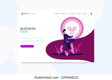 Vector set businessman. web site design template. Businessman presentation with online businessman work. Landing page concepts for website and mobile development. Modern flat illustration.