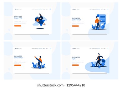Vector set businessman. web site design template. Businessman presentation with online businessman work. Landing page concepts for website and mobile development. Modern flat illustration.