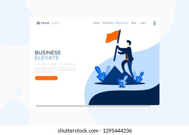 Vector set businessman. web site design template. Businessman presentation with online businessman work. Landing page concepts for website and mobile development. Modern flat illustration.