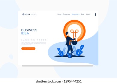 Vector set businessman. web site design template. Businessman presentation with online businessman work. Landing page concepts for website and mobile development. Modern flat illustration.