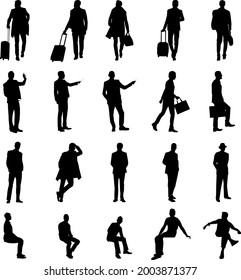 Vector set of businessmen silhouettes