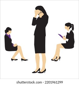 Vector Set Of Businesswoman Silhouettes Illustration Isolated On White Background