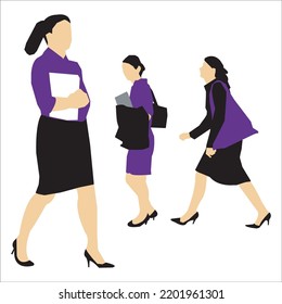 Vector Set Of Businesswoman Silhouettes Illustration Isolated On White Background