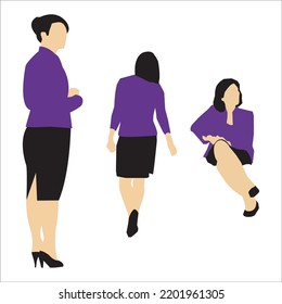 Vector Set Of Businesswoman Silhouettes Illustration Isolated On White Background