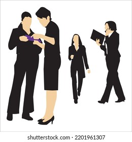 Vector Set Of Businesswoman Silhouettes Illustration Isolated On White Background