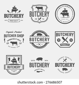 vector set of butchery labels, badges and design elements 