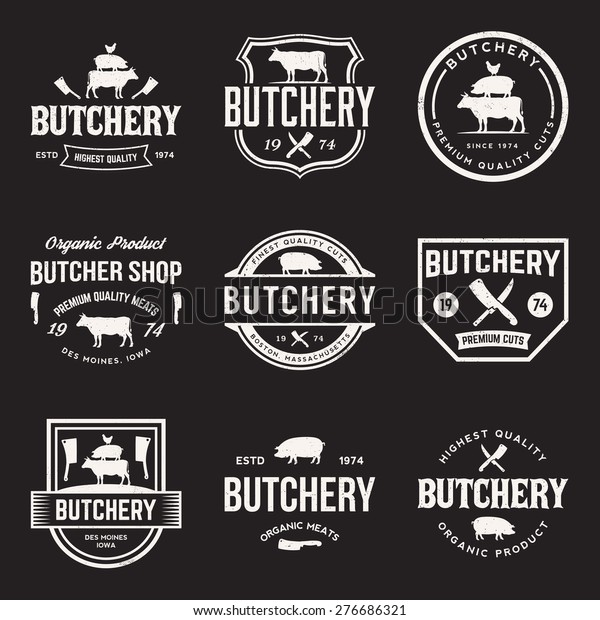 Vector Set Butchery Labels Badges Design Stock Vector (Royalty Free ...