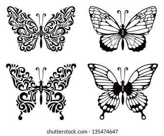 Vector set of butterflies, vector illustration