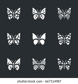 Vector Set of Butterfly Icons.
