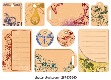Vector set: Butterfly tags