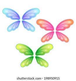 Vector set of butterfly wings